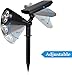 AMIR Solar Spotlights Outdoor Upgraded, Waterproof 1 Pack Security Landscape Lights 4 LED, Adjustable Solar Garden Light with Auto On/Off for Yard Driveway Pathway Pool Patio (White)