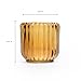IMPULSE! Clara Votive Candle Holder Amber Round Ribbed Glass, Set of 3 - Centerpiece for Votive Candles, Home Decor, Dinner, Cocktail, Parties, Weddings, Room Decorations, 3.31