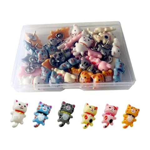Cat Push Pins for Bulletin Board,Cat Office Supplies Decorative Cute Thumb Tacks for Cork Board Wall Hanging Posters Photos Wall Maps （30pcs） Cover