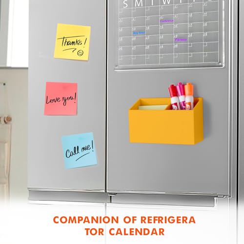 Image of BEYGORM Magnetic Dry Erase Marker Holder for Whiteboard & Refrigerator | Non-slip Acrylic Pen Holder for Classroom, Fridge Magnet, Locker Organizer Accessories, Teacher & School Supplies(Orange)
