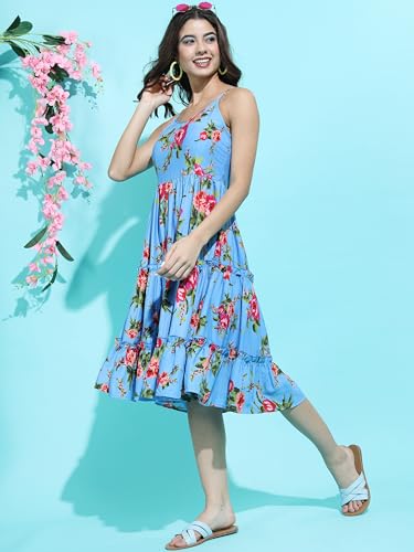 Image of Tokyo Talkies Women's Sleeveless Straight Neck Printed Dresses | Stylish Dresses | Casual Dresses
