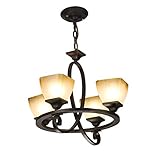 Bestrahlung:10-15 m m² Vintage Pendelleuchte Wohnzimmerlampe Rustikal Designer Esstischleuchte Schwarz Rund Eisen Hängelampe mit Weiß Blumen Glas Lampenschirm Kronleuchter Für Esszimmer Kinderzimmer Ø58 cm (4-Flammig)