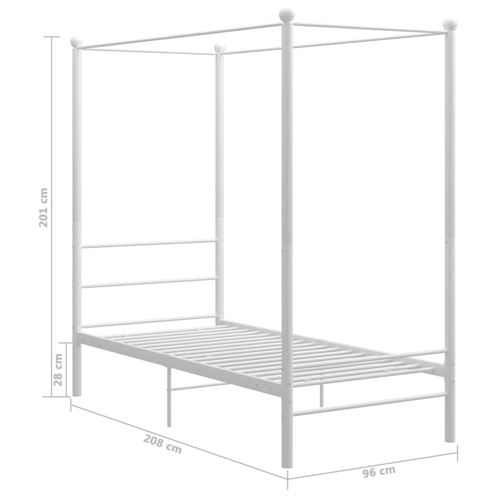 vidaXL Cadre de lit à baldaquin sans Matelas Blanc métal 90x200 cm