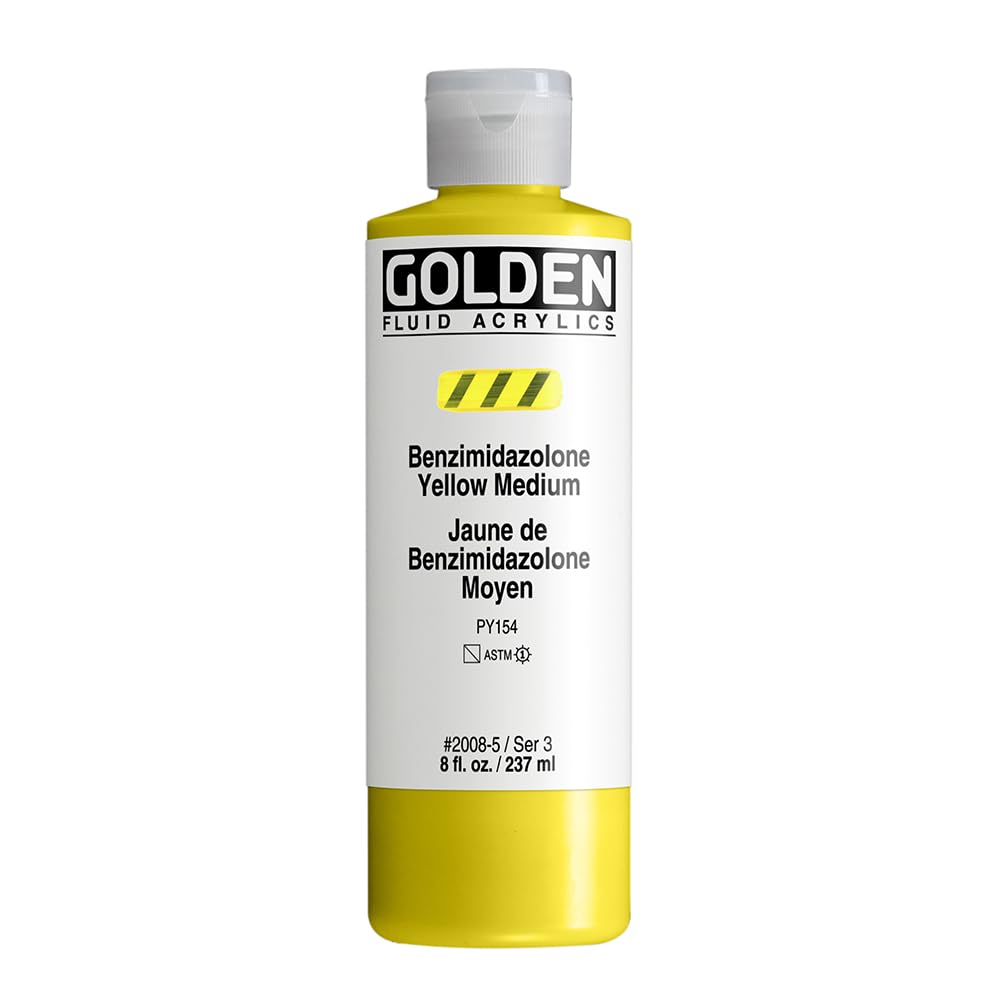Golden Fluid Acrylic Paint Benzimidazolone Yellow Medium 237ml For Artists Pa...