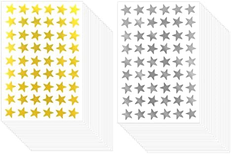 SAVITA 2160pcs/ 40 Sheets Star Reward Stickers, 1.3cm/0.5 Inch Mini Star Stickers Incentive Stickers Foil Star Sticker Labels for Kids School Home ...
