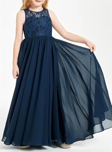 Chiffon Flower Girl Dresses for Wedding Girls Lace Appliques Junior Bridesmaid Dress Birthday Party Pageant Gown3