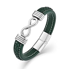 Style: Leather, Color: Green&Silver