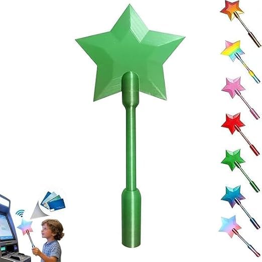 HshDUti Credit Card Wand, 3D Printed Wand Taps To Pay, Star Magic Wands Contactless Payment Card Holder, Contactless Payment Cards Holder for Kids Teens Adults Cosplay Magicians Performers (Green)
