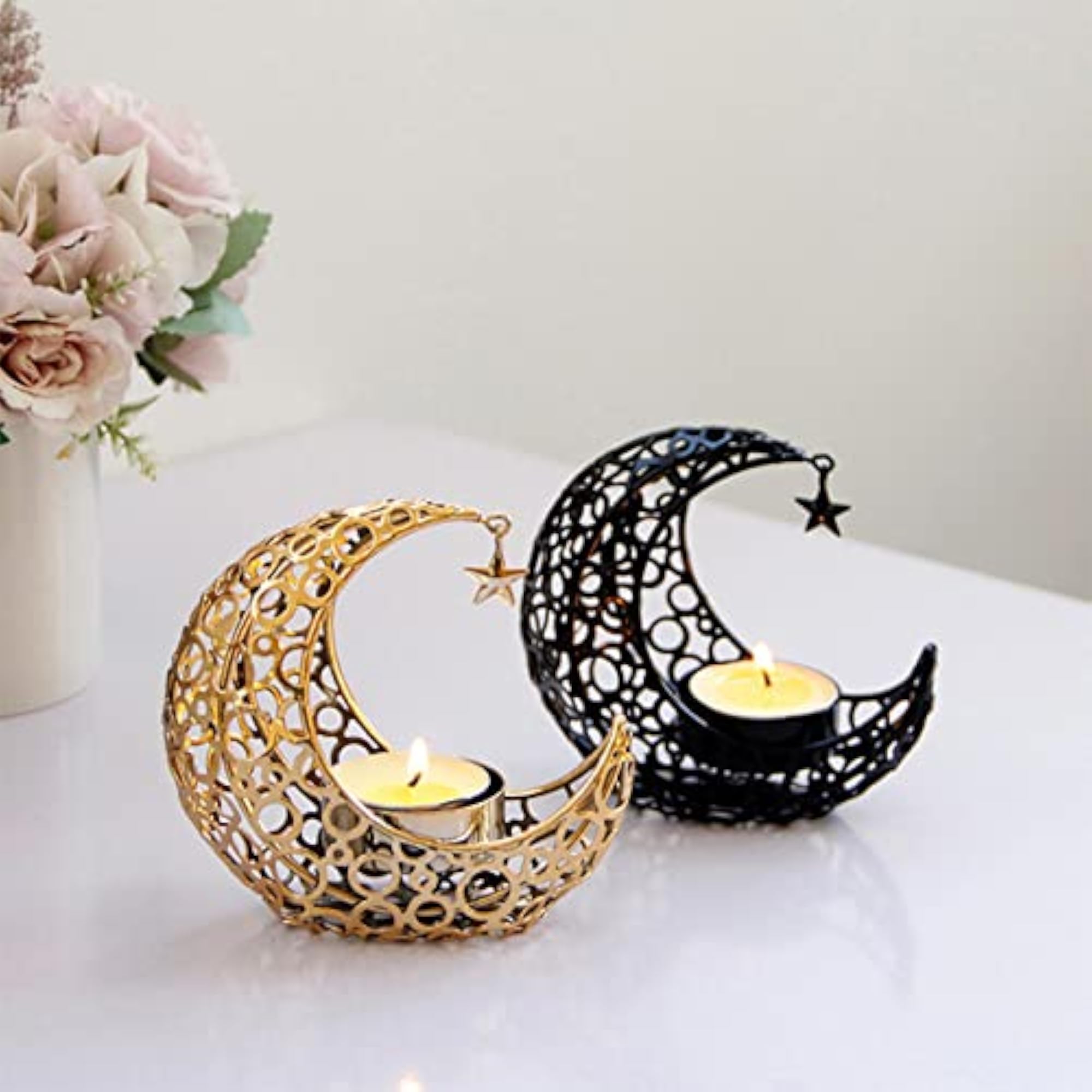 2x Eid Moon Star Candlestick Party Decor Gift