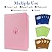 Premium Zip Card Binder, Fabmaker 9 Pocket Trading Card Binder, PU Cover Zipper Card Collection Album, Sturdy 360 Side-Loading Card Folder Holder for Game & Sports Cards, Pink