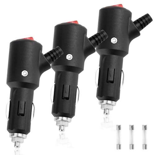 Vaskula Adaptateur Male Allume Cigare avec Interrupteur 3 Pcs Prise Allume Cigare 12v-24v 15A Convient aux Voitures Camping-cars Fourgons Aménagés et Motos