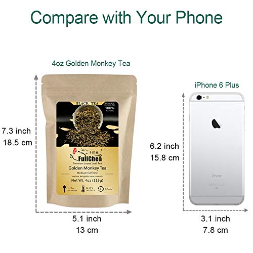 Fullchea - Chinese Tea Golden Monkey - Fujian Black Tea Loose Leaf - Golden Tea Chinese - Pleasant Taste With Malt And Chocolate - Perfect Morning Tea - 4Oz / 113G #TOP4