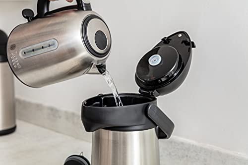 Foto von Emsa 637301600 President Pump-Isolierkanne | Füllvolumen: 3 Liter | 12 h heiß | Abnehmbarer Pump Kopf | Integrierter Tragegriff | Edelstahl/Schwarz