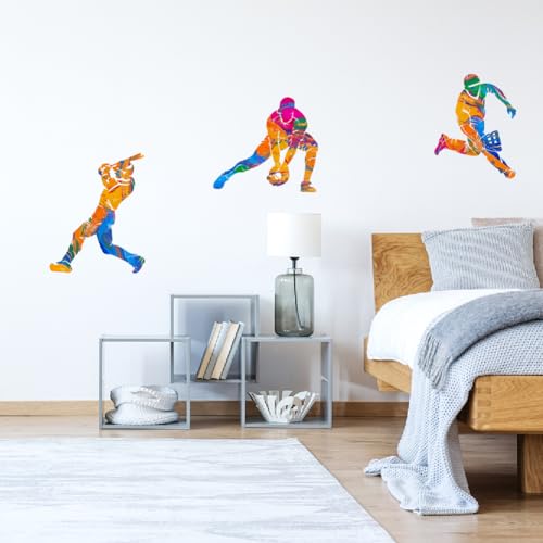 Autocollant mural de baseball multicolore SUPERDANT design athlète pour chambre - 4