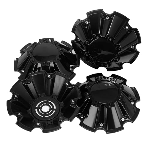 Rimythic 4 Pcs 8.37 (212.5mm) Wheel Center Caps for Moto Metal Wheel - ABS Plastic Hub Covers - MO962 MO200 M793BK01 M-793 Replacement High Gloss Black