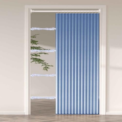 YWQJL Falttürvorhang Blau/Weiß 80x180cm