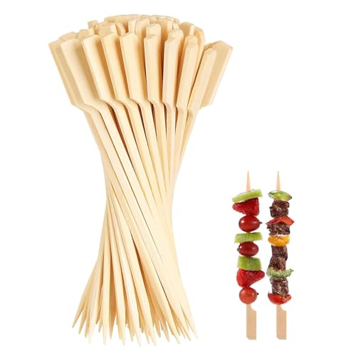 Natural Bamboo Skewers, 200 Pieces - 18cm BBQ Skewers for Fruit, Sausage, Marshmallow and Snacks