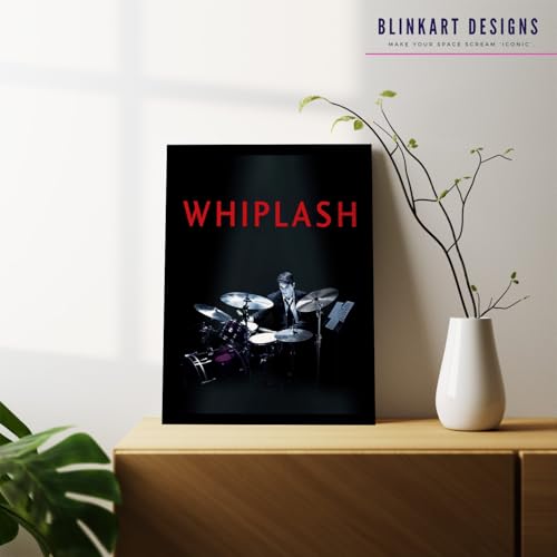 Image of BLINKART Whiplash (2014) Movie Poster Frame 8x12 Inch | Premium 300 GSM Paper Wall Print | Vintage Film Artwork for Home, Bedroom, Living Room, Office | Framed Photo Decor
