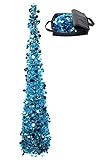 5 ft Light Blue Tinsel Christmas Tree - Collapsible Pop Up Christmas Tree with Bag