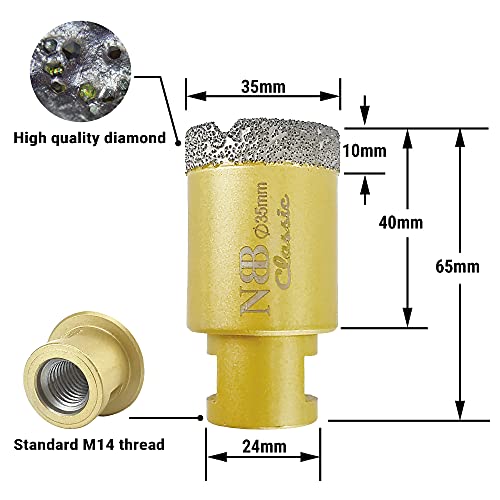 NBB vacuum brazed diamond hole saw with M14, Classic Golden type - Image 2