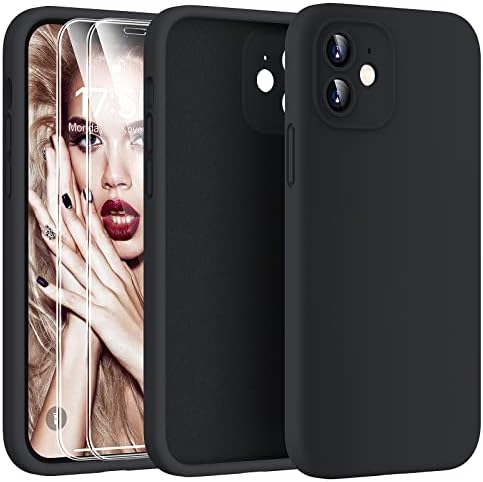 HATOSHI 3 in 1 for iPhone 11 Phone Case, with 2 Pack Screen Protector, [Upgraded Full Camera Protection] Liquid Silicone Silky-Soft Touch Slim Shockproof [Anti-Scratch] [Multi-Color], Midnight Blue