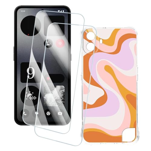 OAGELIM 2�Z�b�g �X�N���[���v���e�N�^�[ + �P�[�X Nothing CMF Phone 1 (6.67 �C���`) �Ƃ̌݊������� �A�[�e�B�X�e�B�b�N�J�X�^���v�����g�J�o�[�Ƌ����K���X�t�B���� �X�N���b�`�h�~ (����)