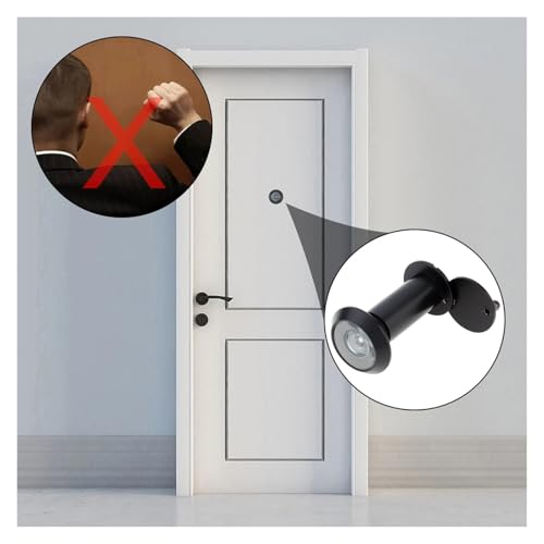 Mirilla para puerta 4 piezas 14mm de latón macizo visor de puerta 180 grados para grosor de puerta de 1.33 a 2.3 pulgadas Alta definición doble vista aguja (Color Negro) miniatura 6