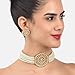 Aheli Pearl Diamond Choker Necklace with Round Earrings Gift for Women Indian Traditional Bollywood Fashion Bharatanatyam jewellery Set