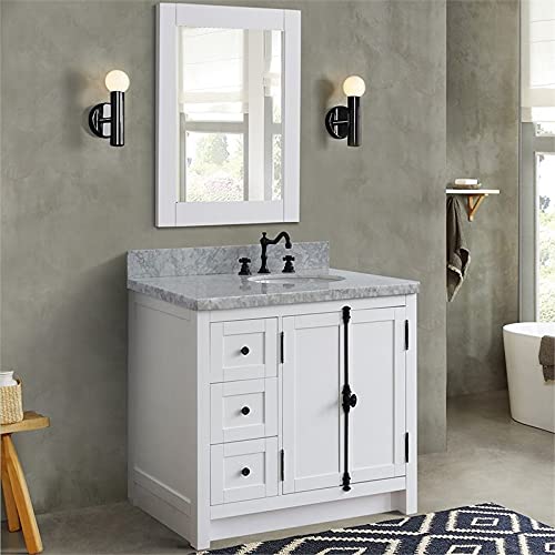 Plantation Solid Wood Vanity With Right Oval Sink In Glacier Ash/White #TOP1
