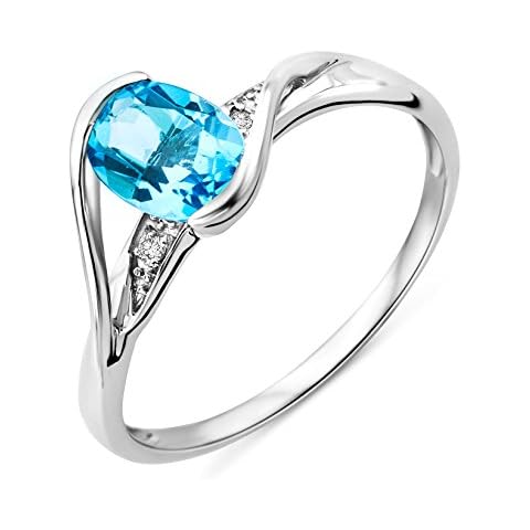 Anillo de mujer de oro blanco con topacios y diamantes Cover