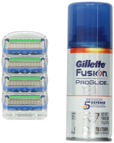 Gillette Fusion Proglide Power Blade Refills And Shave Gel Value Pack