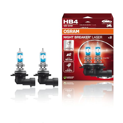 OSRAM HB4 Lámpara Faro de Carretera 51W 4200K Luz Alta Halógena 9006NL-HCB