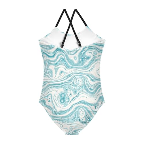 GuoChe Liquid Fluid Blue Water Flow Kids Swimsuits 1-Piecing Swimsuits for Teen Girls Toddler Bathing Suit2