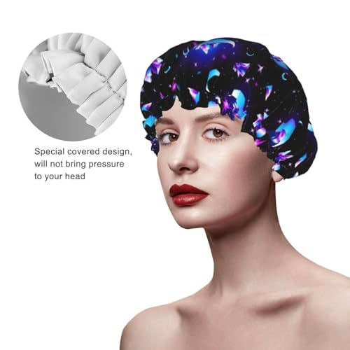 Bonnet de douche imperméable et réutilisable double couche pour protéger les cheveux longs