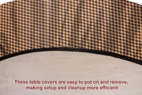 Image of The Furnishing Tree Elastic Oval Center Table Cover WxL 16x36 in Inches Polyester Checkered Pattern Brown