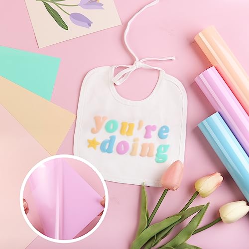 HTVSTD Puff Vinyl Heat Transfer -12'' x 10''6 Sheets Pastel 3D Puff HTV Iron On Vinyl Candy Color HTV Green Puff Heat Transfer Vinyl for T-Shirts