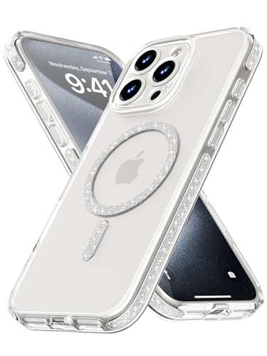 Coque iPhone 15 Pro paillettes transparente aimantée haute protection