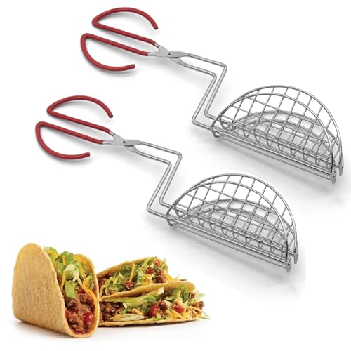 Taco Shell Tongs for Frying by StarBlue - 2 Units 6 Inch U-shaped Easy-Grip Tool for Making Crispy Taco Shells - Heat-Resistant and Dishwasher Safe