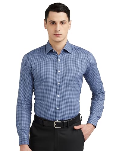 Image of Van Heusen Formal Checkered Shirt for Men| Premium Cotton| Full Sleeves| Slim Fit |Breathable Fabric