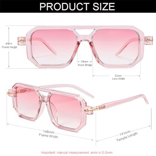 NIDOVIX Vintage Square 70s Aviator Sunglasses for Women Men Retro Classic Flat Aviator Frame Sun Glasses UV Protection3
