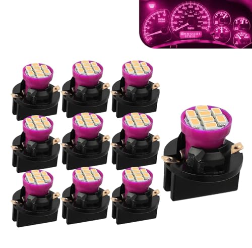 Zikefest 10PCS T10 194 168 147 Car LED Dash Lights, with Twist Lock Socket LED Lights, Car Interior Replacement Bulbs for Trunk Lights, Dome Lights, Dashboard Lights (Pink)