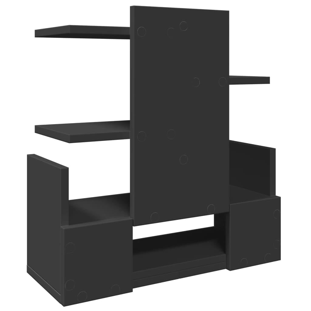 Organizer da scrivania, nero, 49 x 20 x 52,5 cm, in legno, per ufficio, organizzazione, portadocumenti, sistema di scomparti salvaspazio per un ordine e una conservazione efficienti