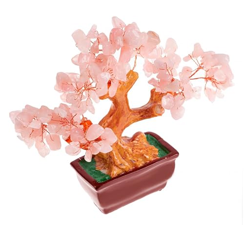 Arbol de la Vida Piedras Naturales 100% Genuinas Arbol de la Vida Decoracion Cristales Curativos Cirstales Terapias Yoga (Cuarzo Rosa, 20 cm Mediano)