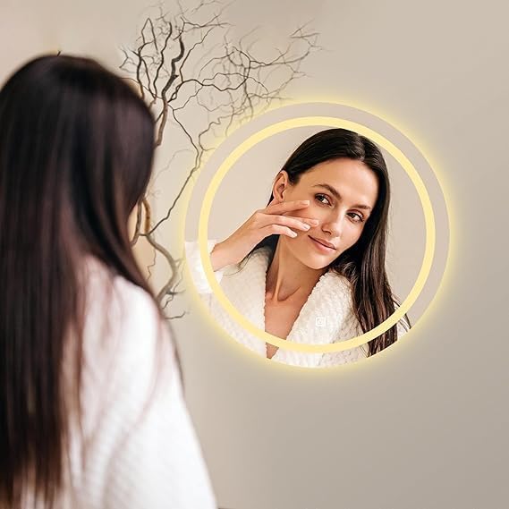 Image of Rectangle 3Line Led Mirror Glass for Bathroom Wall - Decorative Home Decor Mirror Glass for Bedroom Living Room Drawing Room Makeup Room Wash Basin (12 inchx18 inch)