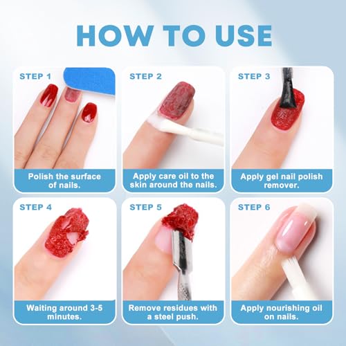 Sularpek 15ml Gelnägel Entferner, Remover UV Nagellack, Gel Remover Nägel, Nail Polish Remover, Professioneller Nagellackentferner, Einfach und Schnell Gel-Nagellack Entfernen für Acrylnägel, Nail Art