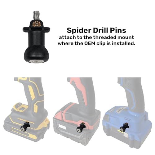 Spider Tool Holster - Pro Tool Holster + Two Driver Pins - Upgraded, Self Locking Multi Tool Holder with Ambidextrous Thumb Lock - Compatible with All Major Drill and Driver Brands