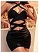 SHENHE Women's Sexy Cut Out Criss Cross Halter Mini Dress Bandage Bodycon Club Party Dress Black Small