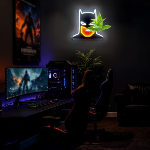 Image of Bat Neon Sign for Wall Decor Anime Neon Light for Man Cave Bat Birthday Gifts for Man Boys Fans Teen Dimmable LED Anime Light for Bedroom Game Room Comic Shop Home Bar Office Size13.2*12.6in(FMA125)