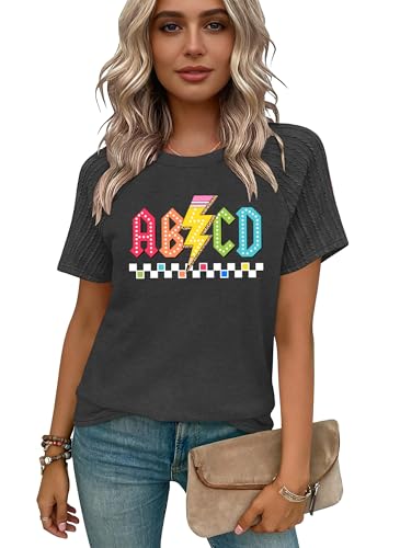 Teacher Shirts for Women: Teacher Life T-Shirt Funny Teach Graphic Tee Teaching Tops Casual Back to School Gifts