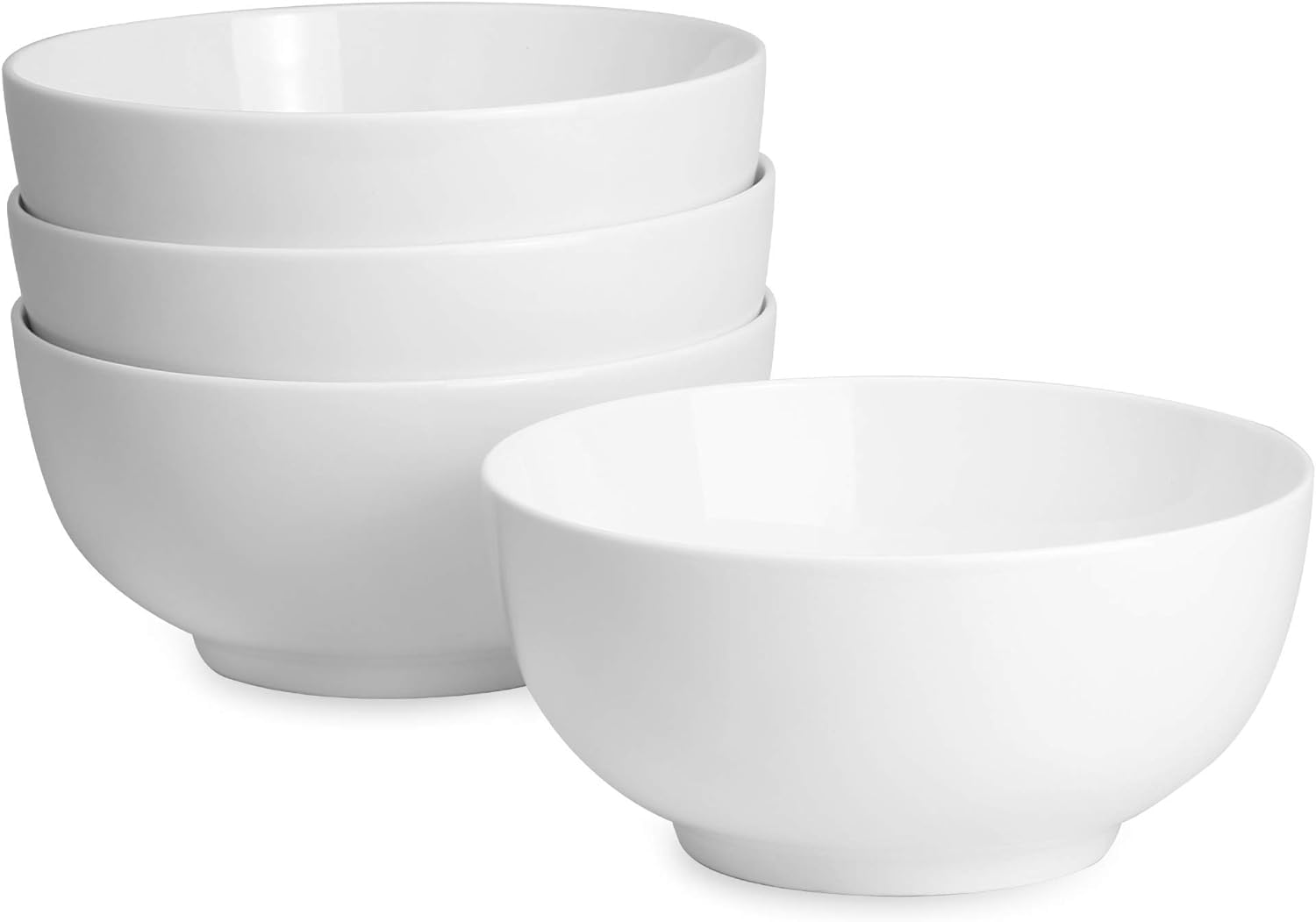 Porcelain Bowls 600ml Set of 4 | White Bowls for Breakfast, Soups, Salad, Curry Dishes, Pasta & Dessert | Dishwasher, Microwave & Oven Safe | Dessert Dishes for Any Occasion